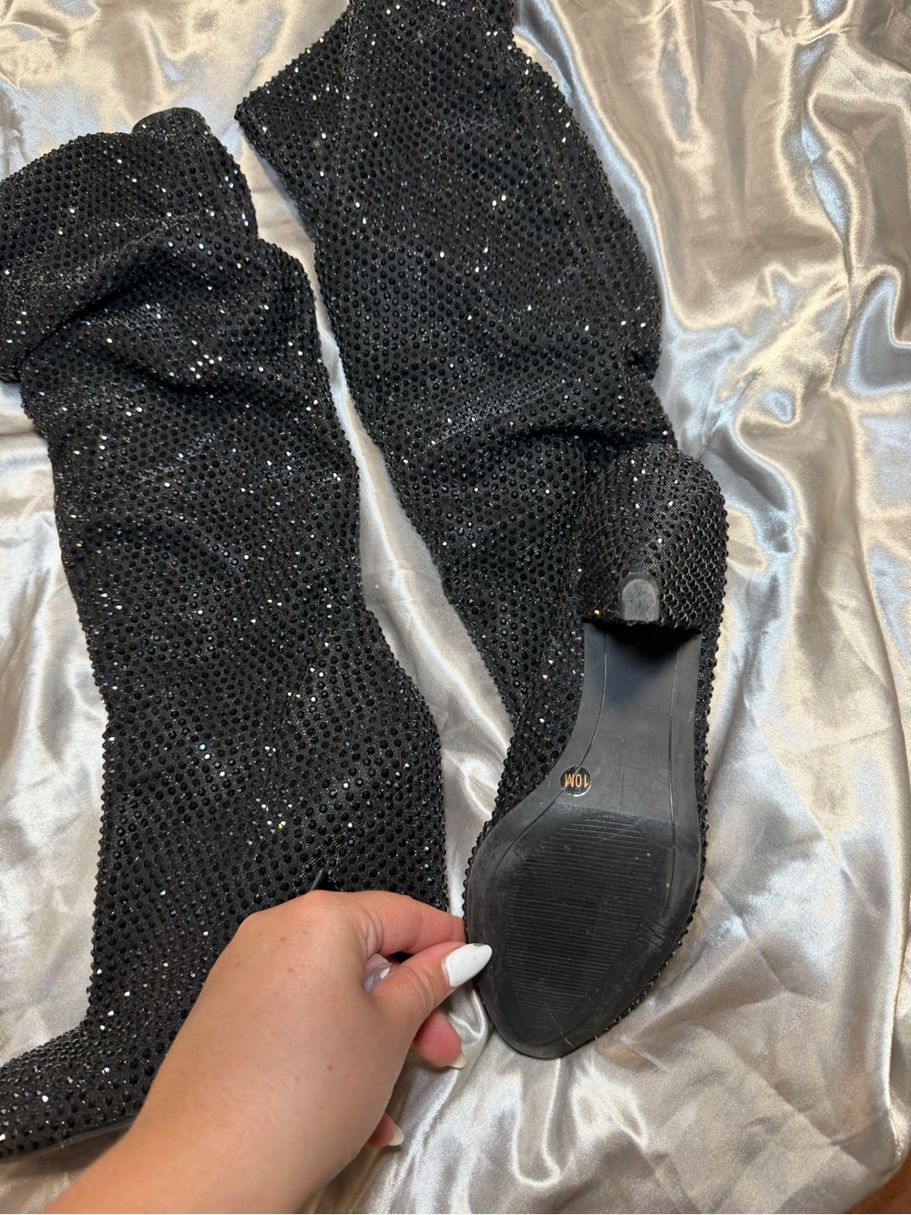 INC International Concepts Black Sequin Over-the-Knee Boots - Picture 7 of 9